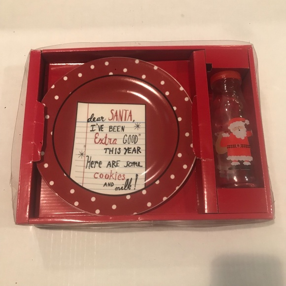 Holiday Home “Dear Santa…” Cookies For Santa Plate And Milk Bottle - Picture 1 of 9